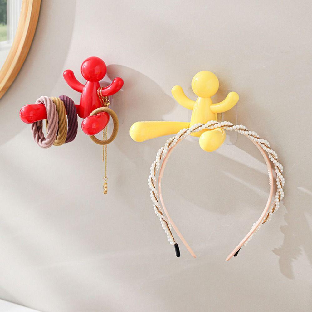 3pcs Creative Wall Shelf Organizer Cartoon Portable Jewelry Storage Rack Space Saving Hair Accessories Hooks Bathroom