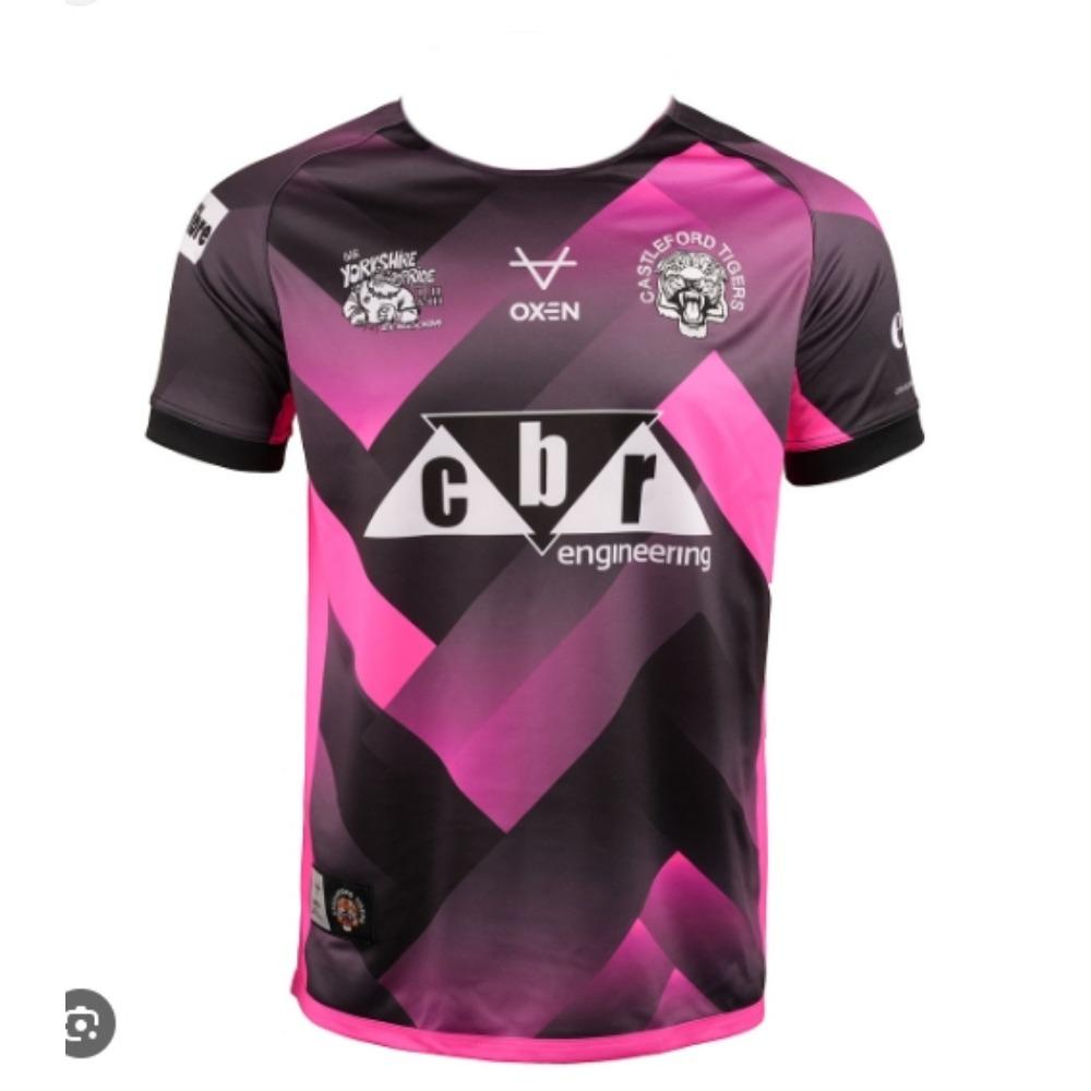 Rugby 2025 Herren und Damen New Castleford Tigers Sportbekleidung England Mode Kurzarm Locker Atmungsaktiv Schnelltrocknend T-Shirt