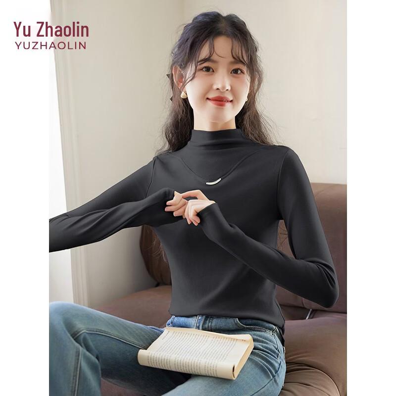 YUZHAOLIN Women s Semi-Turtleneck Spliced Warm Knit Top M