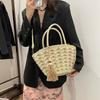 Bag Korean Spring New Retro Woven Contrasting Stripes Women's Handbag Shoulder Messenger Bag