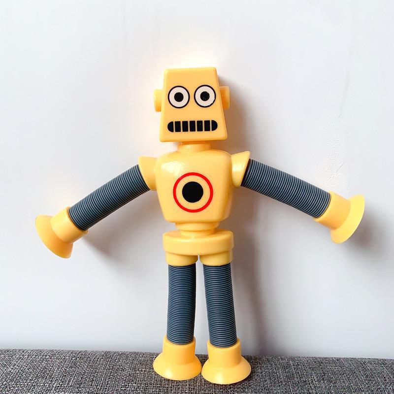 Creative Cartoon Giraffe Robot Egg Decompression Toy with Stretch Tube and Suction Cup, Featuring Ever-Changing Light-Up Hair.