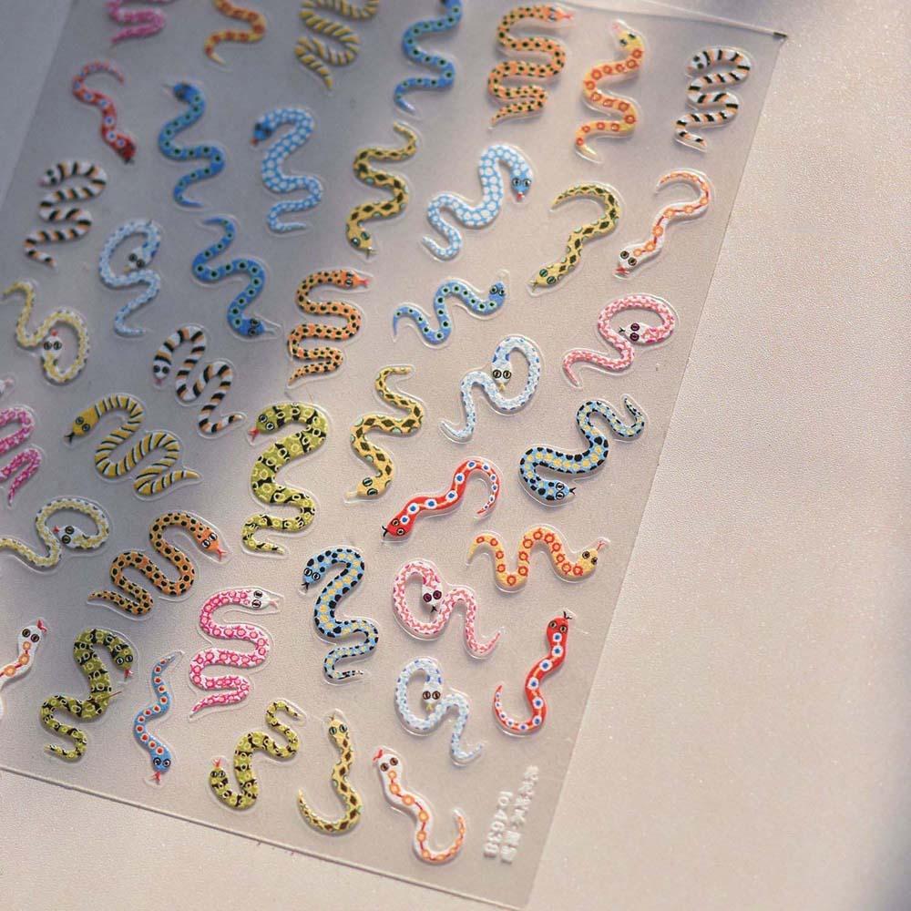 Nail Accessories Chinese New Year Nail Sticker 3D Pearl Bow Snake Nail Decoration  Party