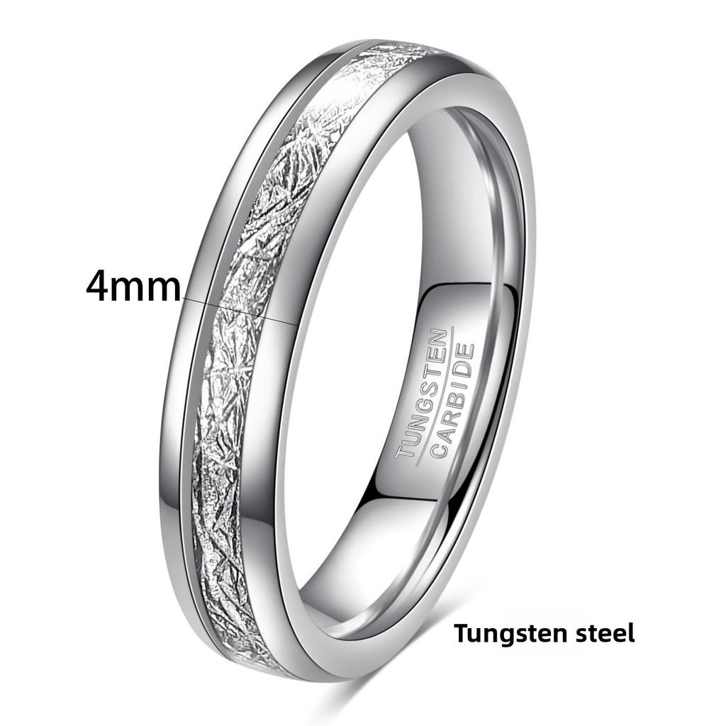 4mm 6mm Wide Frost Pattern Meteorite Wire Tungsten Steel Gold Sphere Ring