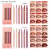 YOUNG VISION Sada matných 6barevných tekutých tužek na rty Sponge Tykev Head Mist Nude Lipstick Pen