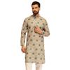 SOJANYA (Since 1958 Men' Cotton Linen Motif Bloom Printed Pista Long Kurta