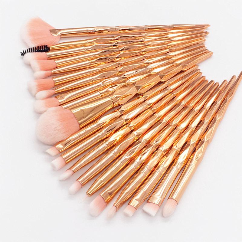 20 Makeup Brush Set Diamond Clear Handle Eyeshadow Makeup Brush Multifunctional Eye Beauty Tool