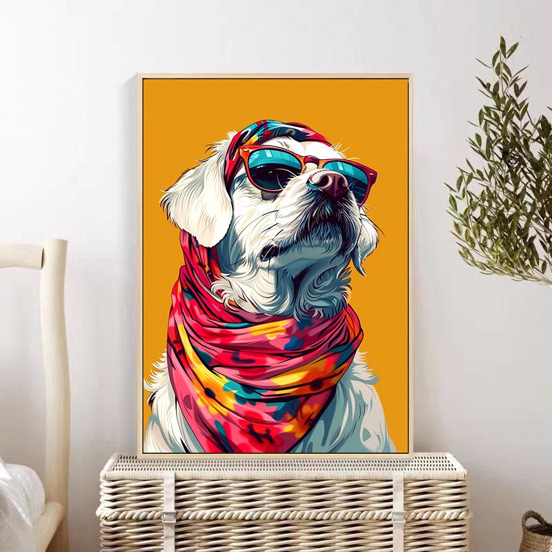 5d DIY Diamond Painting Cross Stitch Colorful Puppy Animals Diamond Embroidery Mosaic Full Round Drill Home Decor Arts