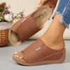 Fashion Women Wedge Slippers Summer 2025 New Fashion Slippers Open Toe Breathable Sandals Comfortable Buckle Woman Shoes Slides Women