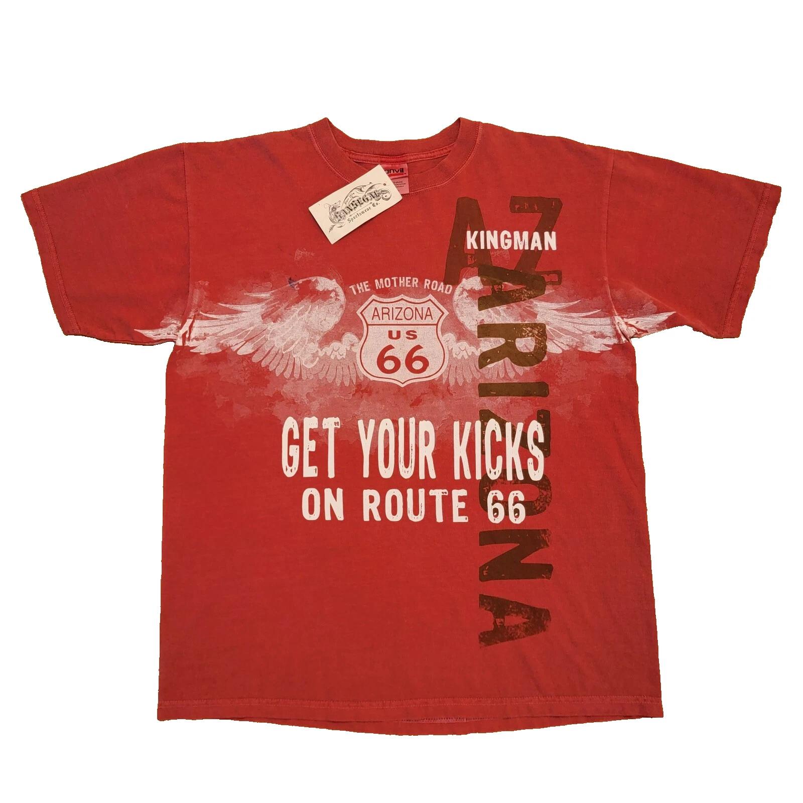 

Vintage Route 66 T-Shirt Men s Large Kingman Arizona Biker Deadstock Anvil NWT S