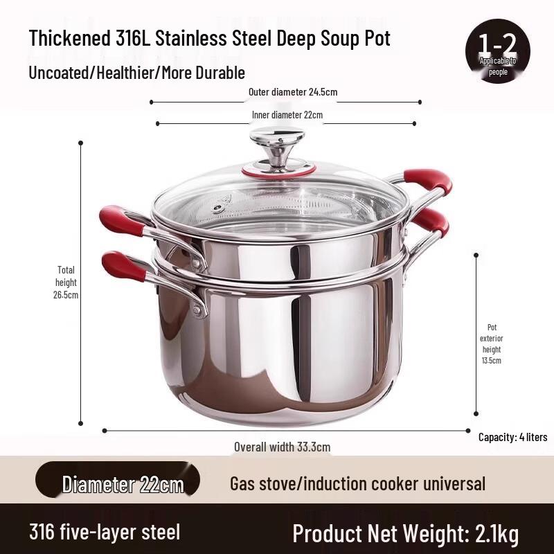 Zhishi 316 Stainless Steel Soup & Stew Pot