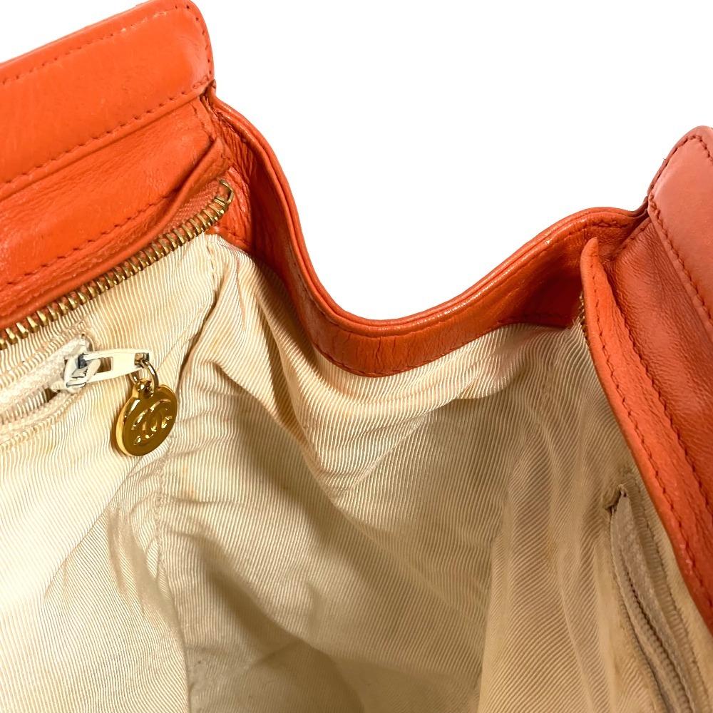 CHANEL vintage CC CC Mark logo Double Chain Tote Bag Shoulder Bag Orange