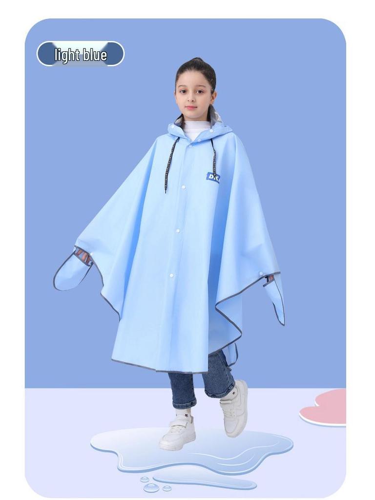 Cartoon Rain Poncho for Students: Waterproof Bicycle and Schoolbag Cover for Boys and Girls