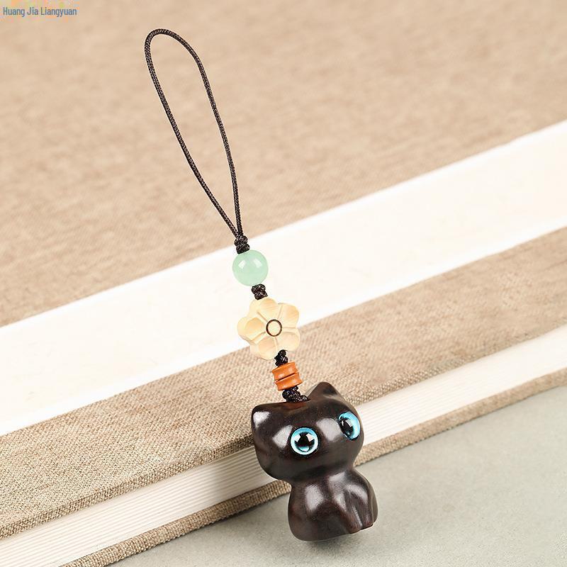 

Брелок-ремешок для ключей «Котенок из сандалового дерева» — милый и креативный кулон для сумок и автомобилей mobile phone chain эбеновый