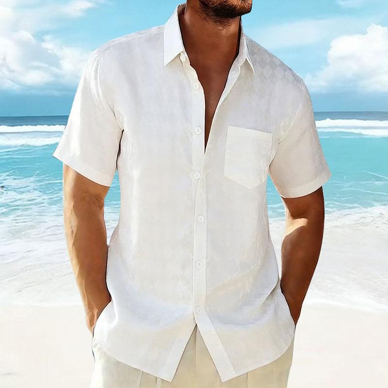 

Men s Summer Fashion Satin Diamond Grid Short Sleeve Shirt Casual Solid Beach Holiday Shirts Stylish Smooth Silk Mens Shirt XXL