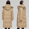 Stylish Winter Down Coat for Women: Long, Knee-length, Thick, Warm, with A Hood, Loose-fitting, and Designed for Protection From The Cold.