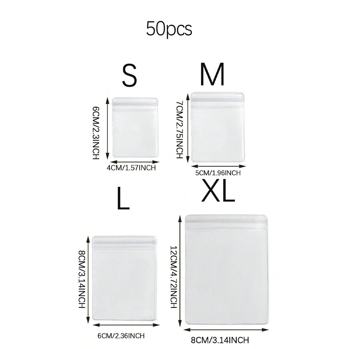 

50 pieces of transparent PVC jewelry storage bag, antioxidant earring pendant necklace bracelet storage rack bag display M