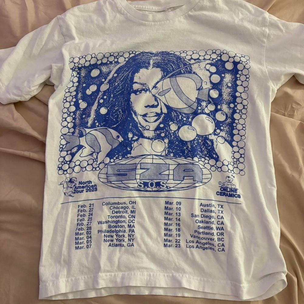 SZA SOS tour short sleeve white color retro shirt KV32741 Unisex T-Shirt XXXXL