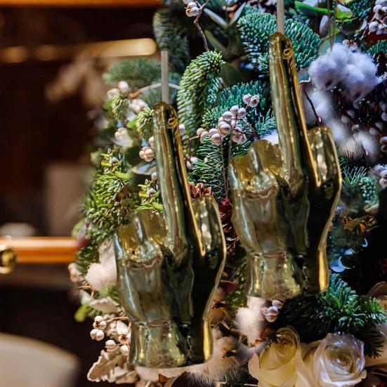 Christmas Middle Finger Decoration Funny Gold Middle Finger Xmas Tree Hanging Ornament Naughty Gag Gifts for Coworker Friends