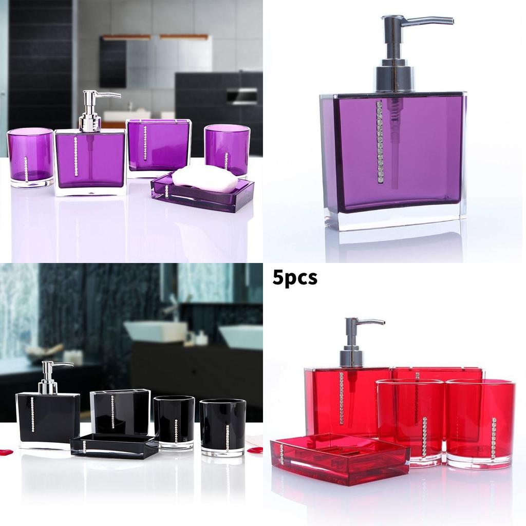 Classic Acrylic Bathroom Five Piece Set With Bright Colors For Household And Bridal Gift