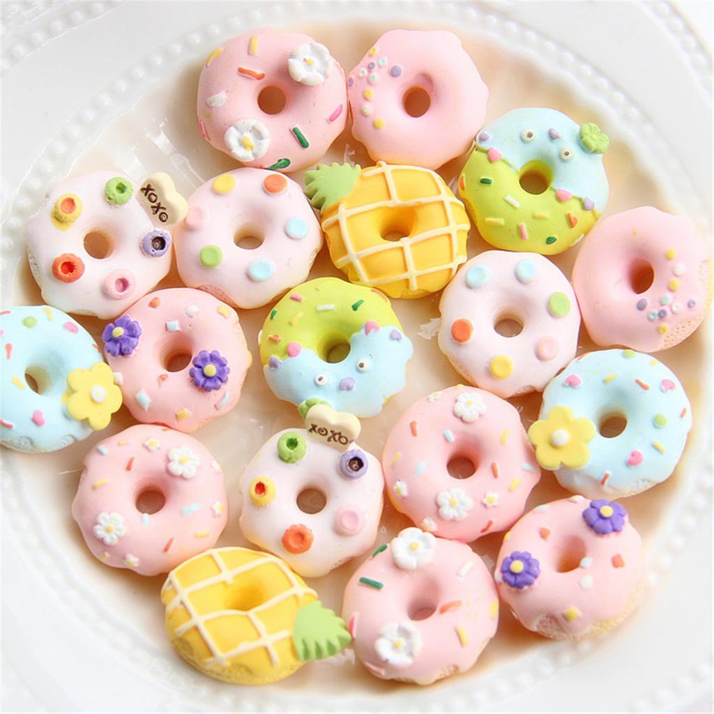 CH10 5Pcs Cartoon Polychrome Mini Donut Beads Jewelry Bulk Beads Make Bracelets DIY Pacifier Chain Jewelry Material Accessories