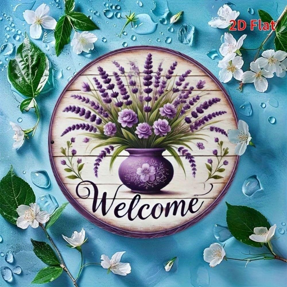 

Винтажное Металлическое Настенное Искусство Принт Лаванды, Круглая Жестяная Табличка 8x8 Дюймов для Спальни Домашний Декор