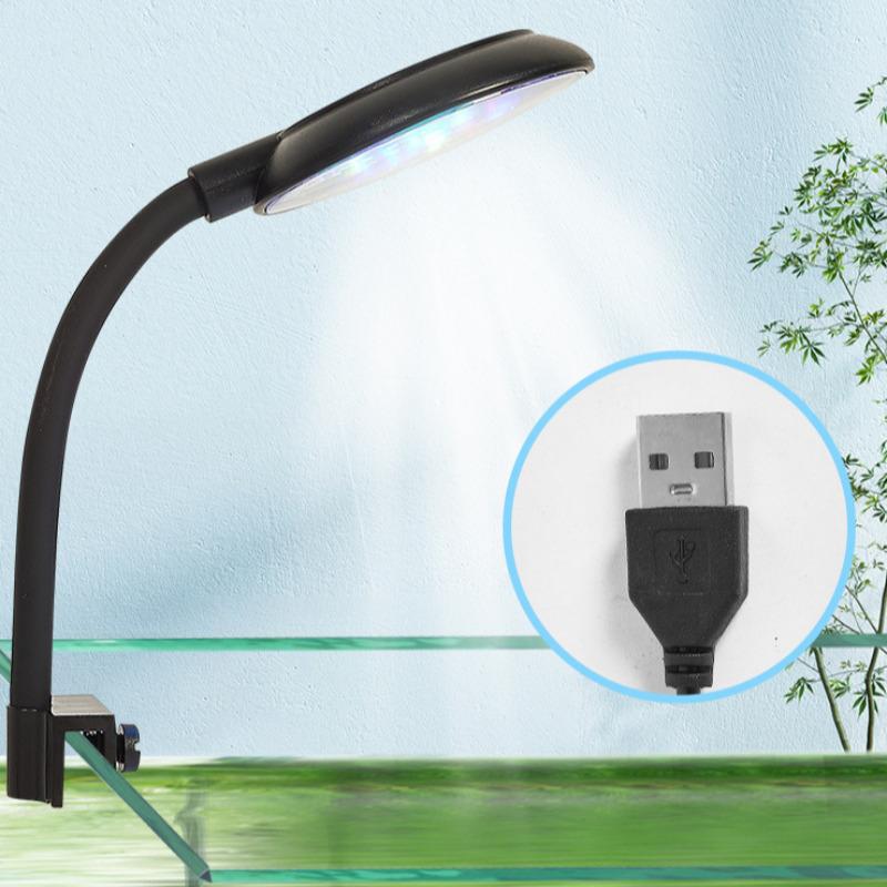 USB Aquarium LED Lamp Fish Tank Light Decor Aquatic Plant Multiple Modes Dimmable Lightness Full Spectrum Mini Clip Light 5W
