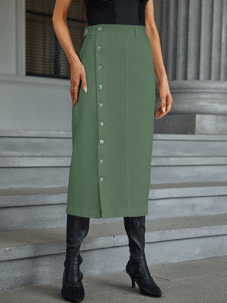 Denim High Women Fashion Waist Skirt Slit Long Jean Skirt