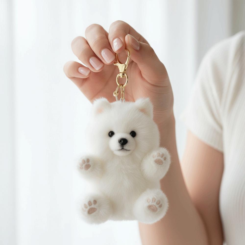 PP Cotton Samoyed Plush Ornaments Lifelike Samoyed Plush Toy  Backpack Decoration