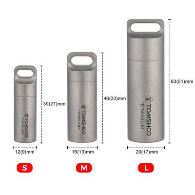TOMSHOO Titanium Pill Case Waterproof Mini Pill Holder  Pill Box Container for Outdoor Travel Camping Hiking Pill Bottle