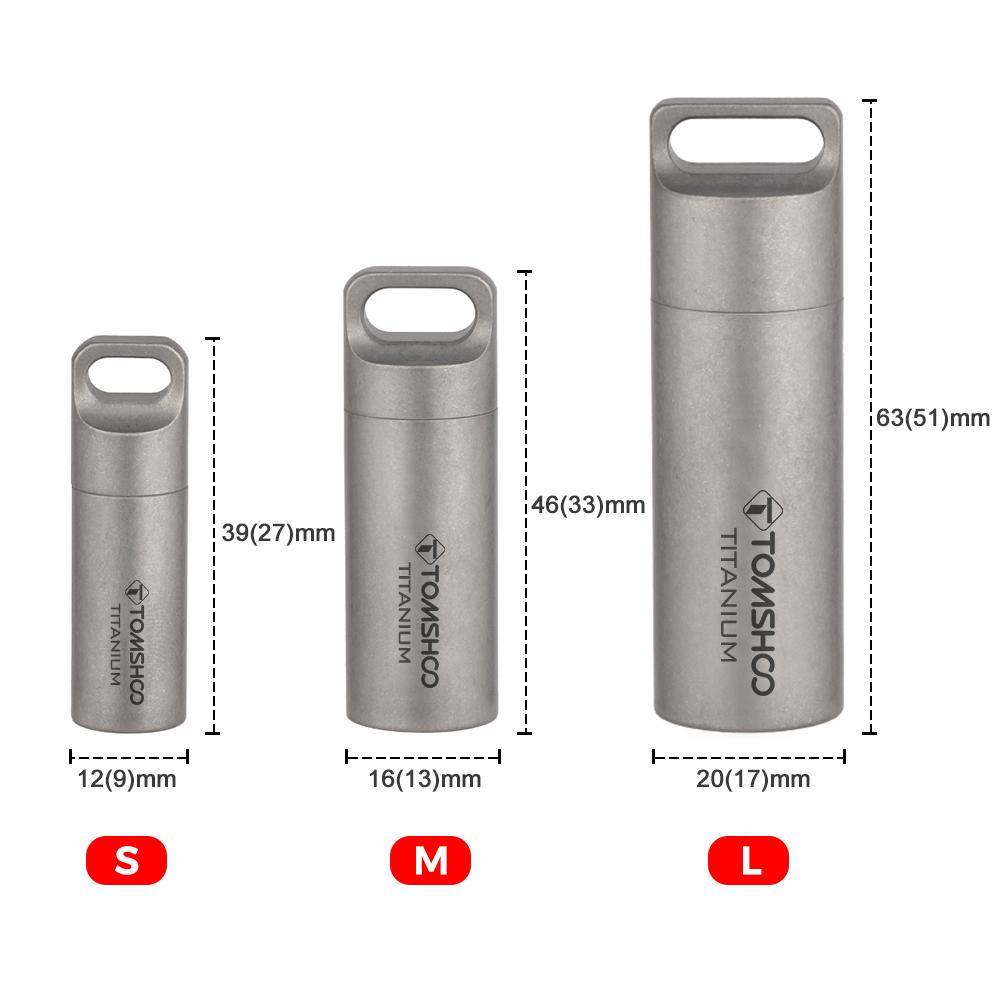 TOMSHOO Portapillole in Titanio Impermeabile Mini Porta Pillole Contenitore Scatola Pillole per Viaggi Outdoor Campeggio Escursionismo flacone pillole