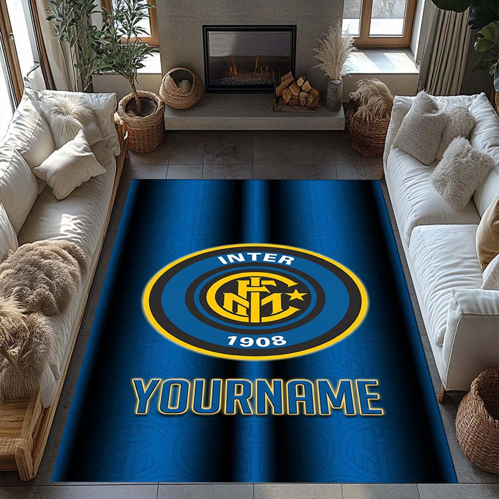 Inter Milan Personalized Text Floor Rug Office Rug Suitable for Living Rooms Study room Balcony Decorate room Antislip Carpet Anime Office Decor