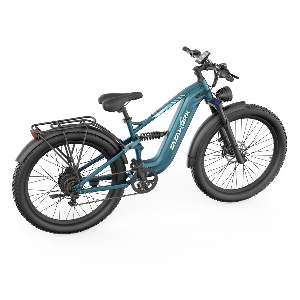 ZAZAWORK CF500: 1000W eats mountains. 48V20Ah lasts weeks. 27" tires grip hard. Two-seat e-bike