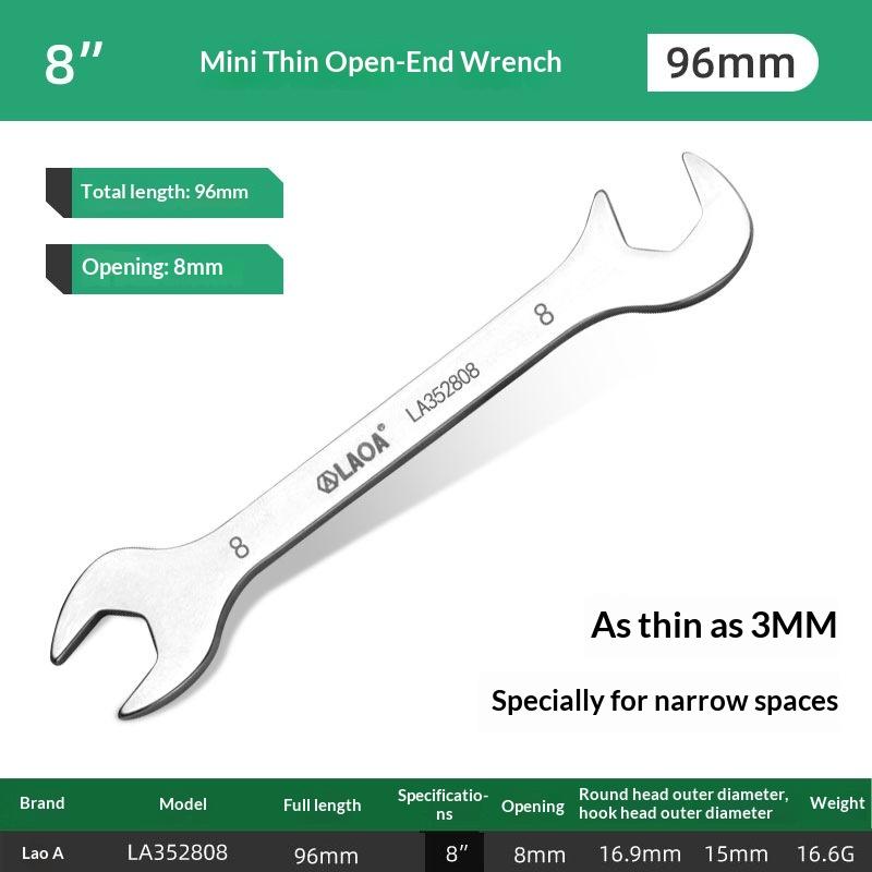 Mini Thin Double Open-End Wrench Stainless Steel Dual-Purpose Wrench 5 To 11 Mm Available Mini Dual-Purpose Wrench Set