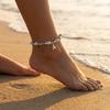 Braccialetto Bohémien con Conchiglie Cowrie, Ciondoli Carini a Stella Marina, Perline Blu, Elastico per Polso da Donna, Gioielli per Vacanze Estive al Mare
