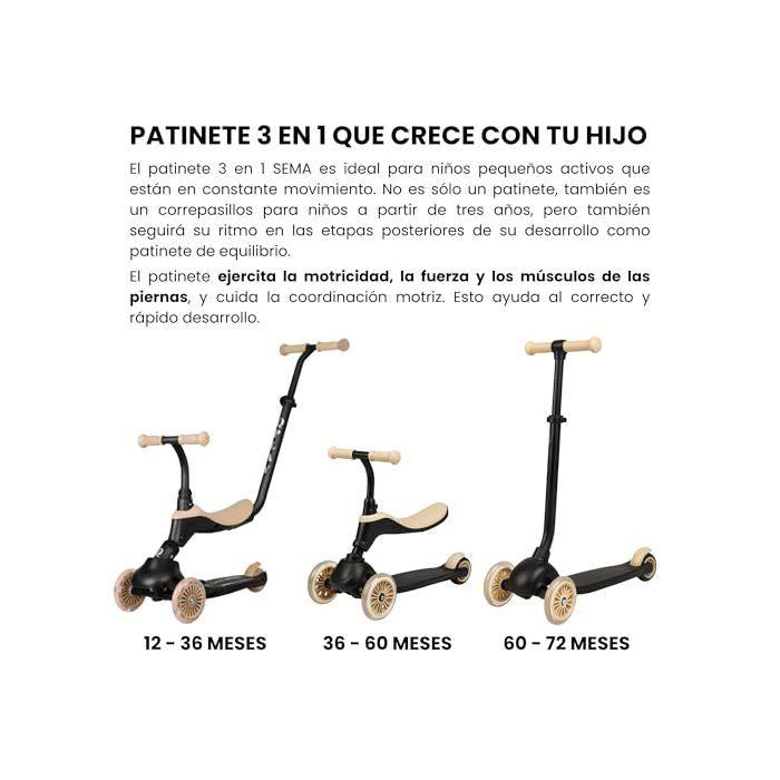 Trottinette évolutive 3 en 1 pour enfants - DE VES SPORT - Qplay Sema - Guidon réglable - Roues en caoutchouc