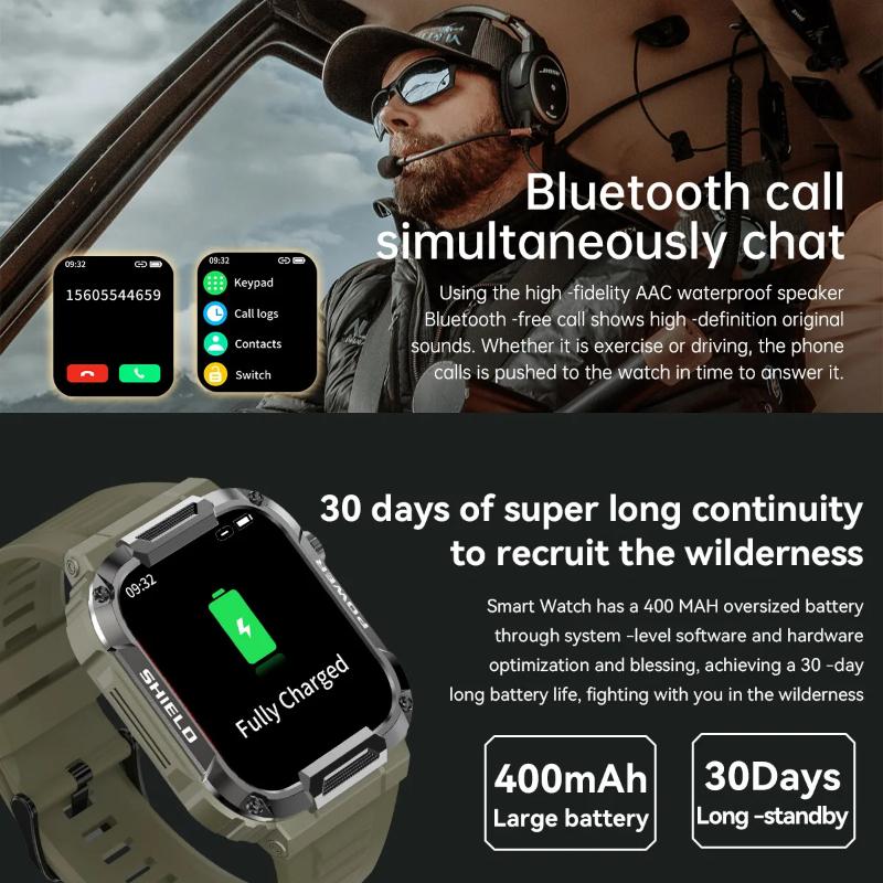 2025 Ny Smartwatch til Mænd Militær Sundhedsmonitor AI Stemme Bluetooth Opkald Fitness Vandtæt Sport Smartwatch til Xiaomi IOS Android