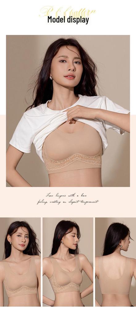 Seamless Back-Support Lift Bra with Wide Straps and Integrated Wireless Cups