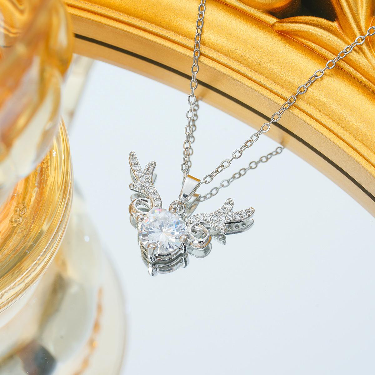 

Цирконовое ожерелье из рогов оленя для женщин с легкой роскошной высококачественной цепочкой на ключицу, темперамент, универсальный модный дизайн