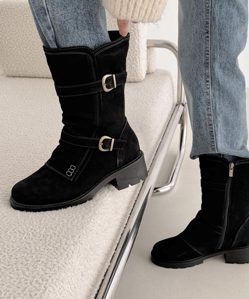 Gisse Nadia Buckle Mid-Calf Boots Gis-45293