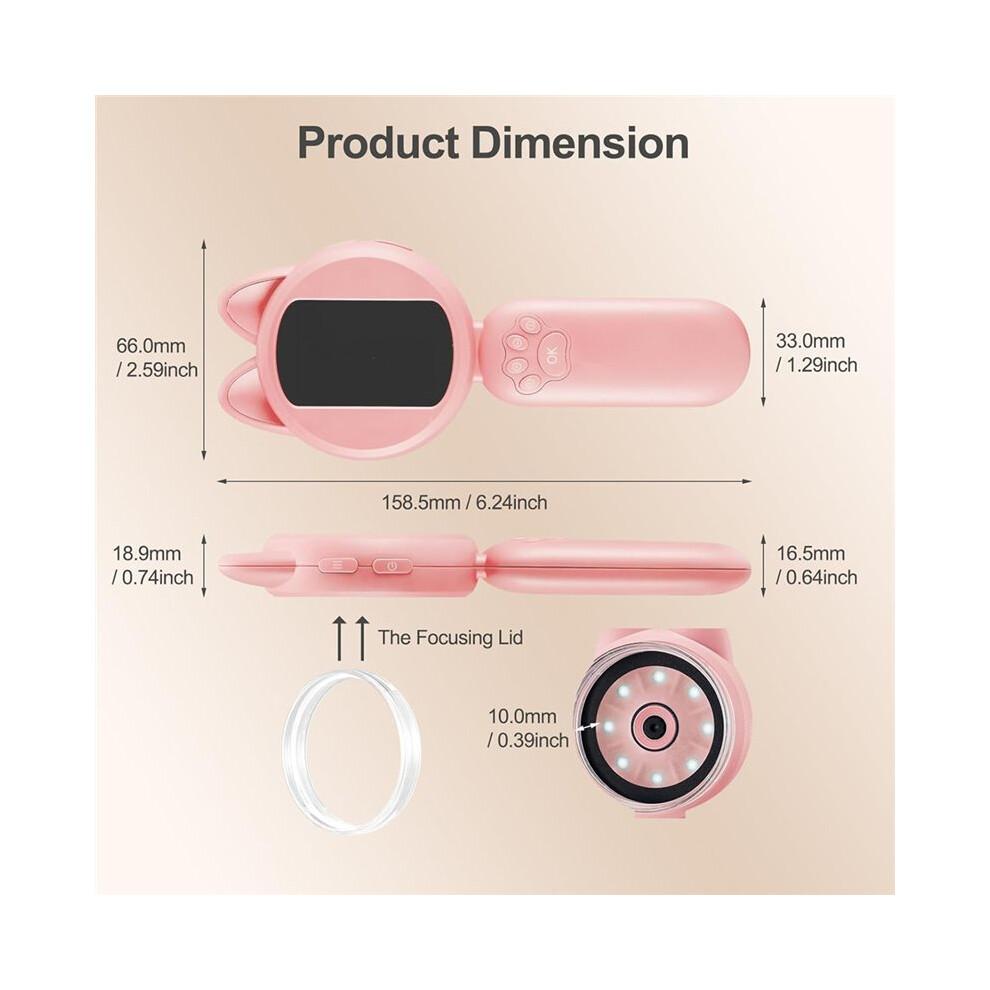 -Digitalmikroskop, Handlupe mit LED-Beleuchtung, 30-W-HD-Kamera, für Bildung, Hobby, Pflanzen und Insekten - Rosa