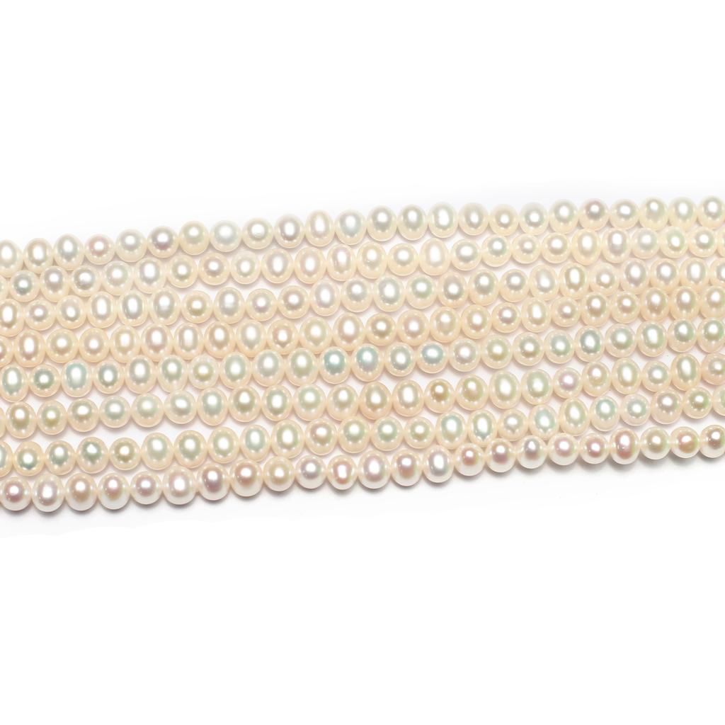 1String, White Natural Freshwater Pearls, Handmade Near Round Pearl Beads for Jewelry Making DIY Necklaces, Bracelets Crafts, Beads 7-8mm, Length 36cm