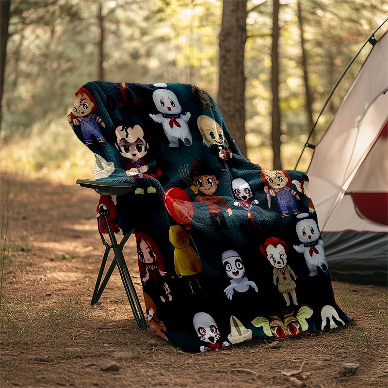 Halloween horror Theme Printed Blanket - Perfect for Couch, Bed, Travel & Outdoor Use | Machine Washable, Cozy & Durable.