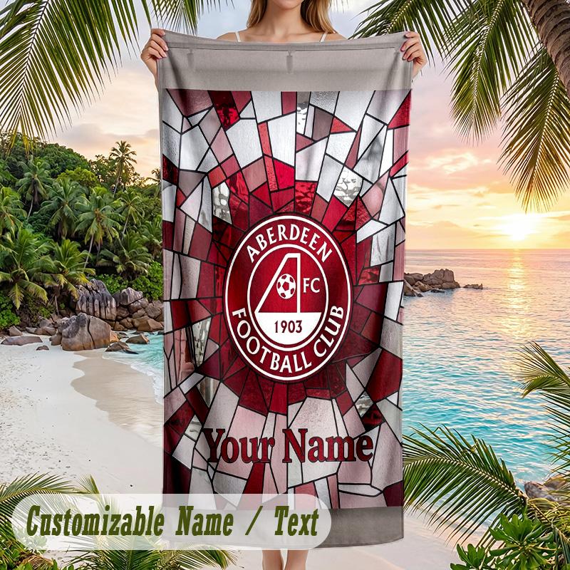 Beach Towel Aberdeen FC Print Custom Name Text Soft Towel for Swimming Pool