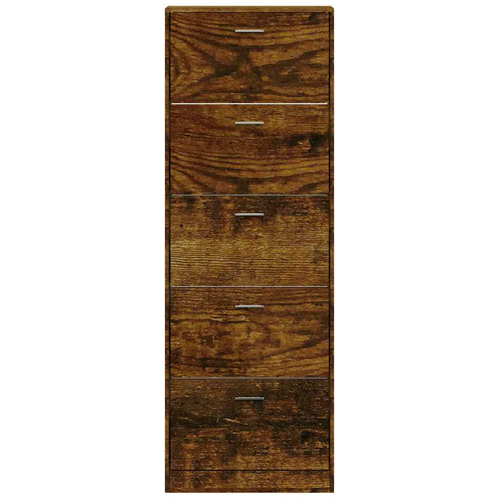 Shoe Cabinet Smoked Oak Finish 59 x 17 x 169 cm Engineered Wood