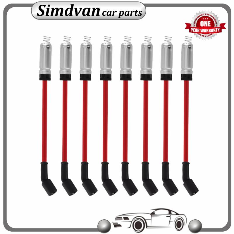 8PCS High Heat Spark Plug Ignition Wires For Chevrolet Silverado Tahoe GMC Savana Sierra Hummer H2 H3 48322 48322R 9748RR