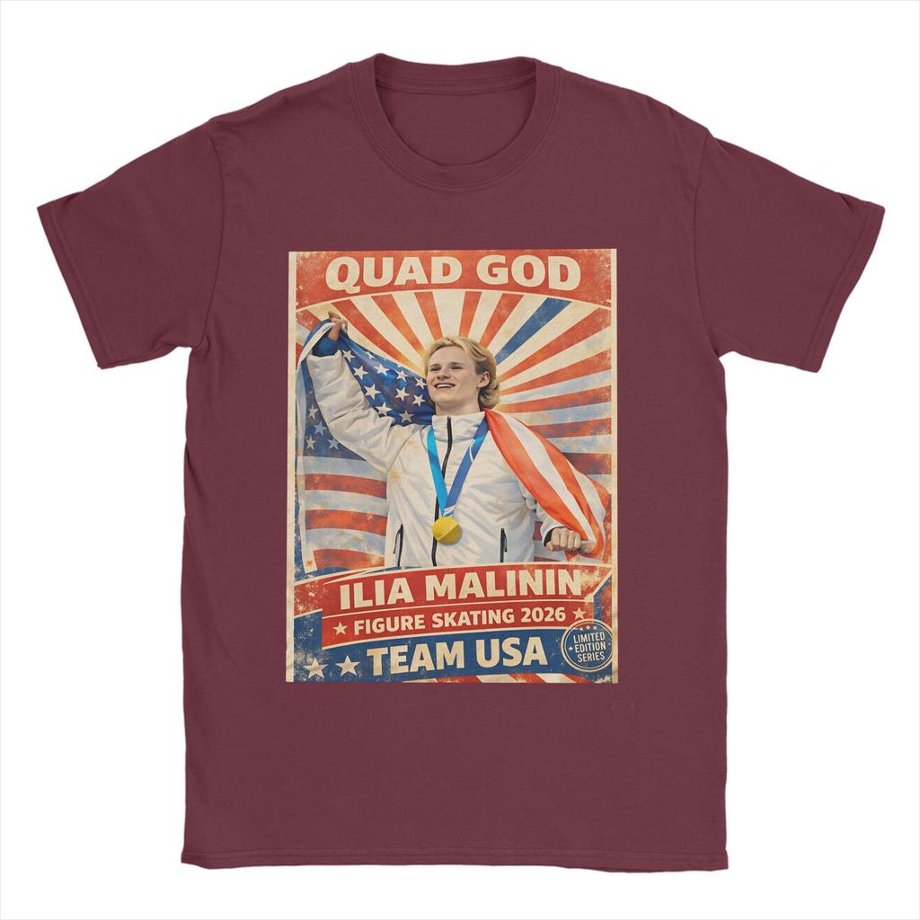 Quad God Ilia Malinin  Hippie TShirts  100 Cotton Tee Shirt for Unisexs Y2K Casual Cheap Print Short Sleeve Tops