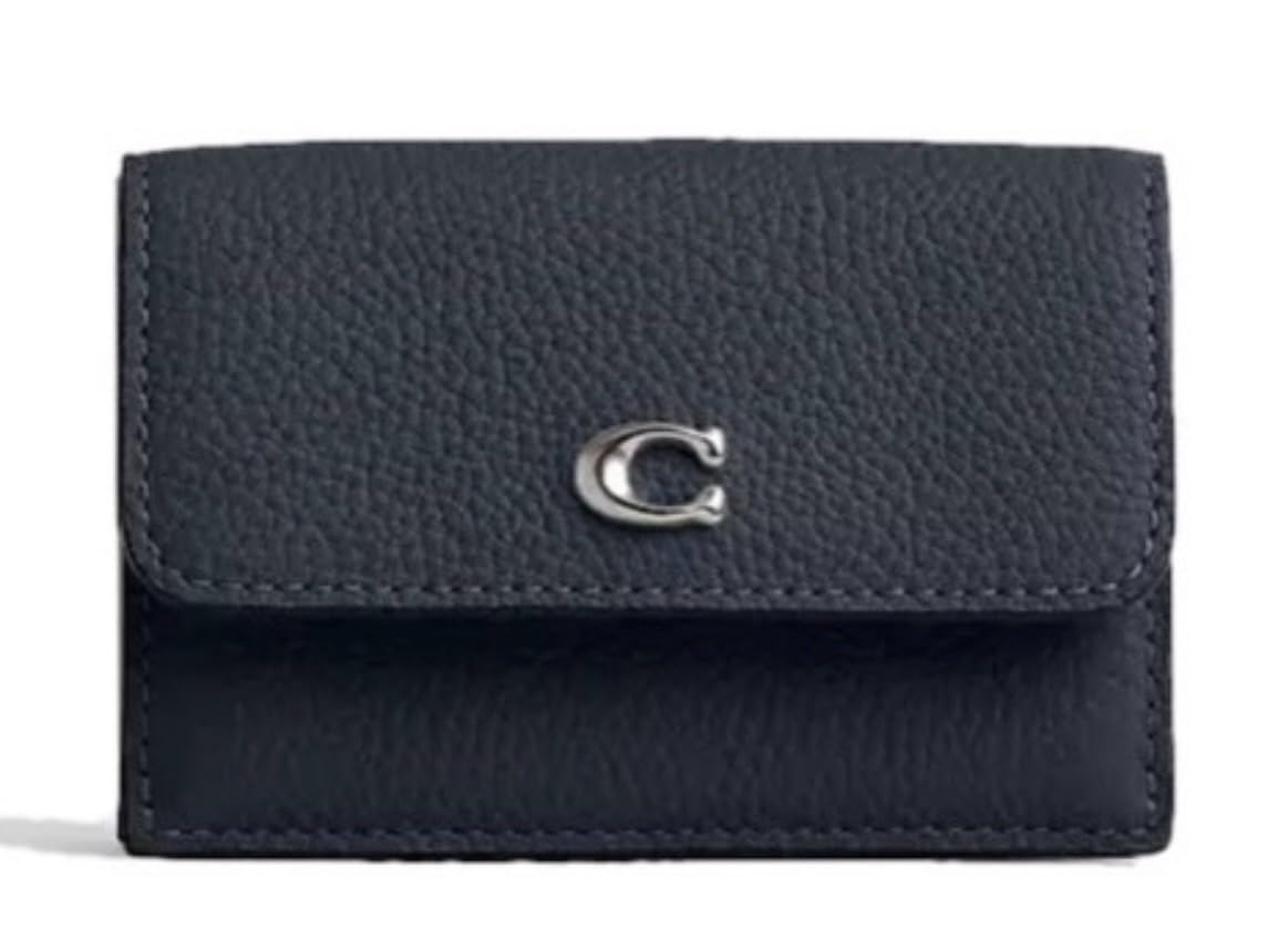 

Coach Trifold Compact Mini Genuine Leather Trifold Wallet with Card Polished Pebble Leather Snap and Coin Women s Wallet, Wallet, Case, Finish,
