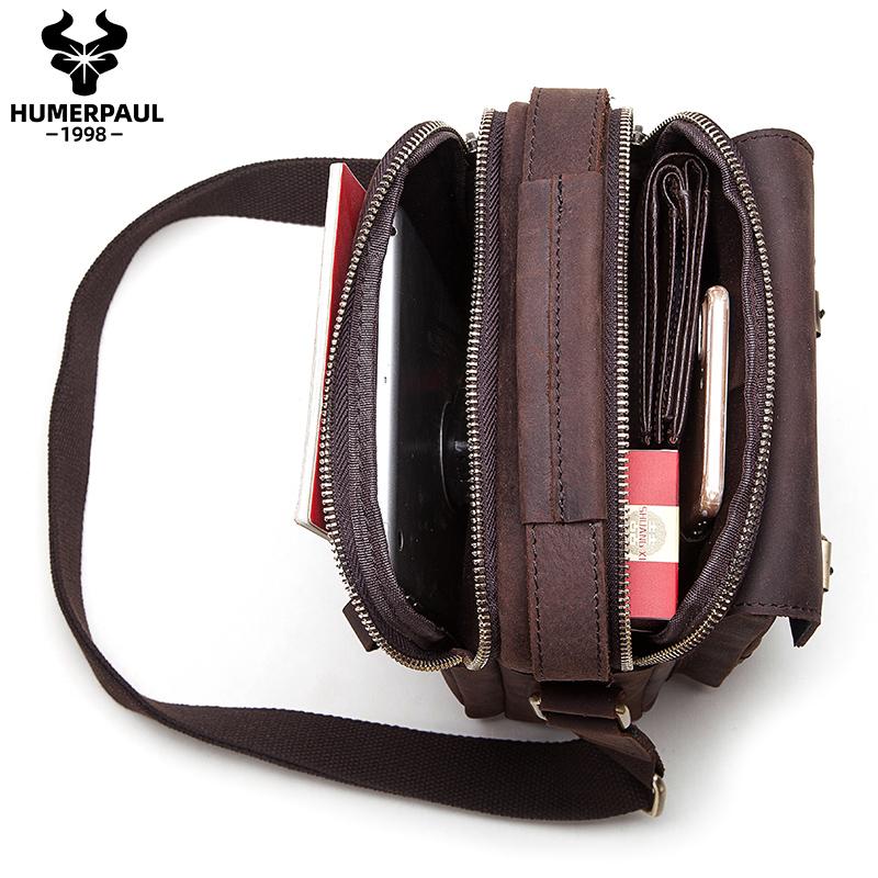 Humerpaul Echtes Leder Herren Messenger Bag Große Kapazität Handtasche