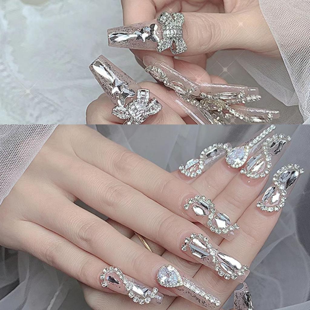 Nail Art White Flat Bottom Special-Shaped Diamond Size Mini Water Drop Love Square Transparent Diamond Jewelry White Rectangular Diamond