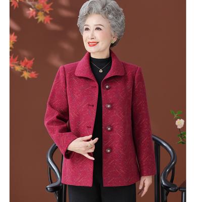 Middle-aged and Elderly Women's New Spring Clothes 60-70-80-year-old Grandma's Double Coat, Old Man's Clothes and Mother's Spring and Autumn Coat